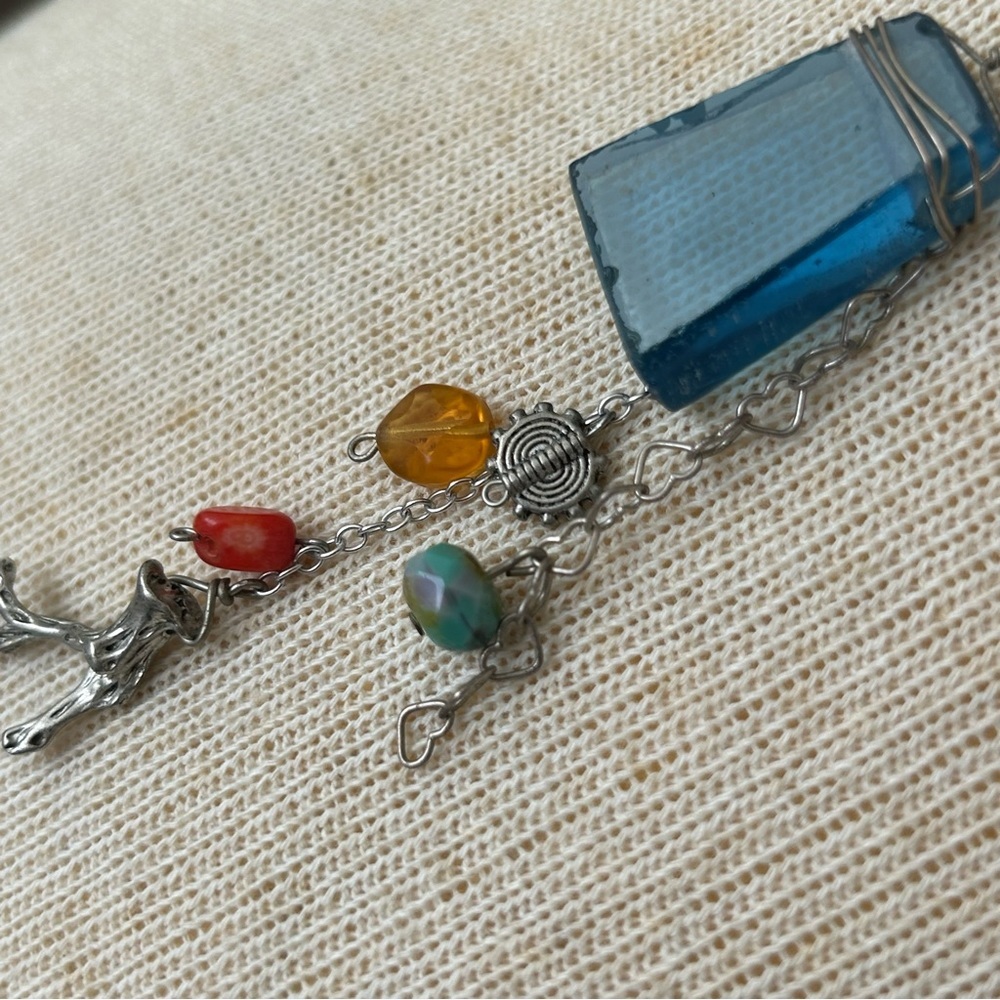 Sea Glass and Branch Boho Pendant - Picture 5 of 13